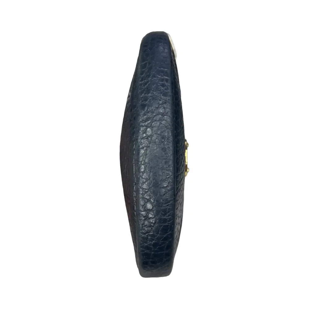 Christian Dior Navy Pebbled Leather Coin Purse Vintage Made in France